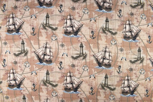 Nautical map fabric - fabric,, vintage