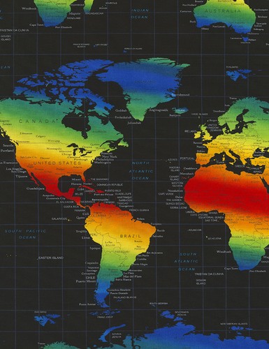 Meter world map - 100%, cotton