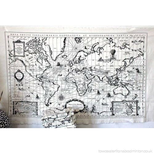 World map linen fabric - map,
