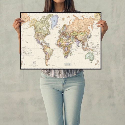 Large world map poster - poster, a0