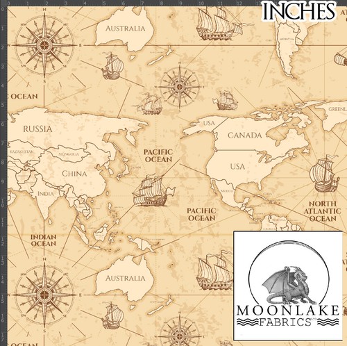 Map fabric repeat - map,