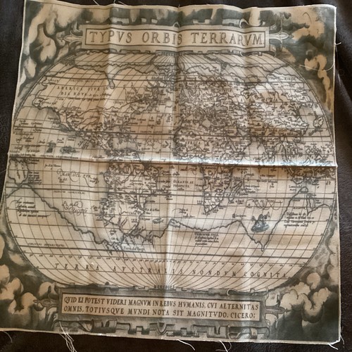 Old world map fabric - old,
