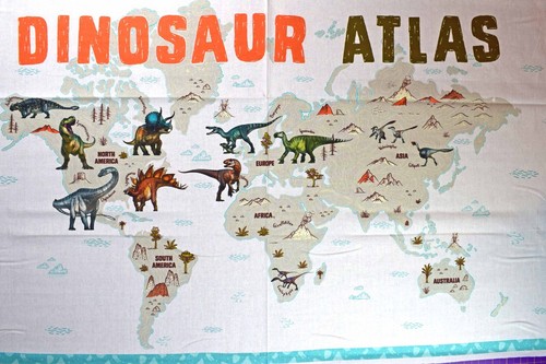 Dinosaur atlas fabric - dinosaur, panel