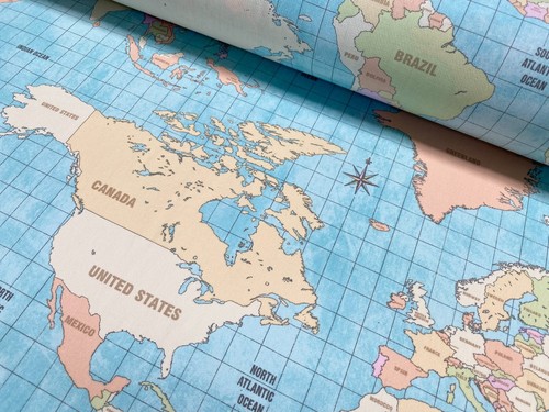 Vintage world map fabric - vintage,