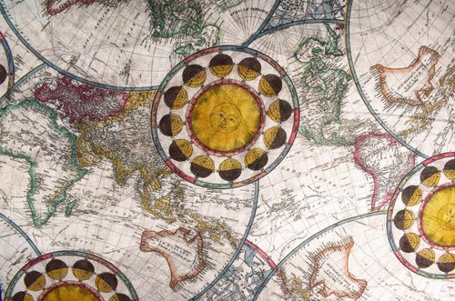 Antique world map cotton - world,