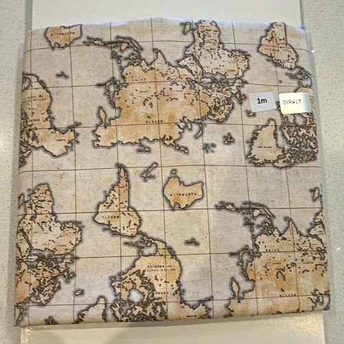 Beige brown grey map print - beige,