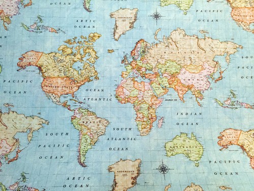 World map fabric - map, 3