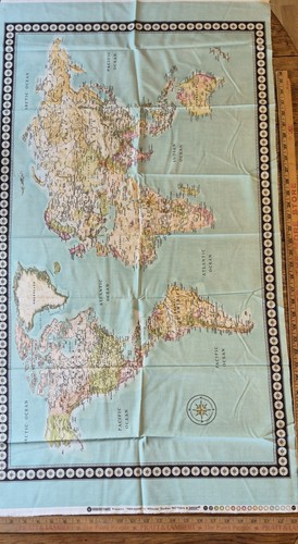 Fabric world map meridian - fabric,