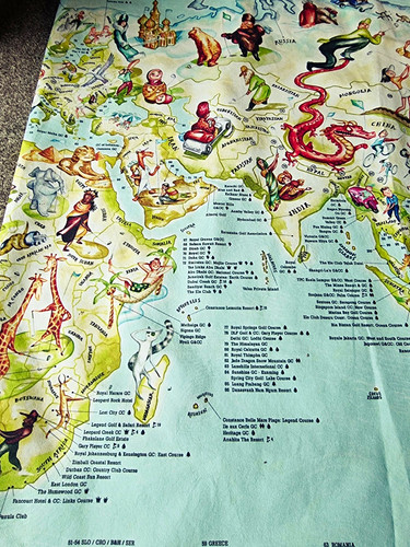Golf map cloth printed world - golf,