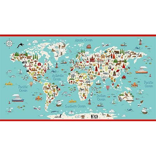 World map with icons - world,
