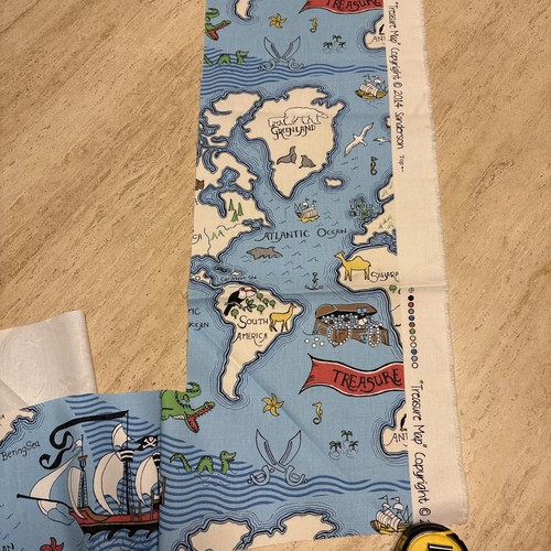 Treasure map designer fabric - treasure,