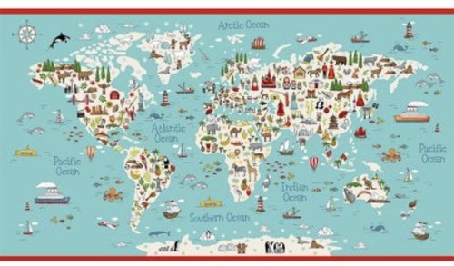 World map panel - world, cotton